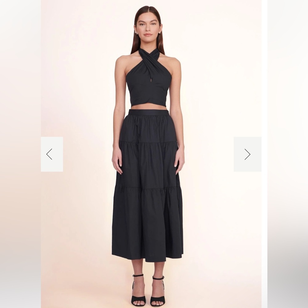 New! STAUD Sea Tiered Cotton Maxi Skirt in Black 🖤 sz 4 NWOT! - Picture 2 of 8